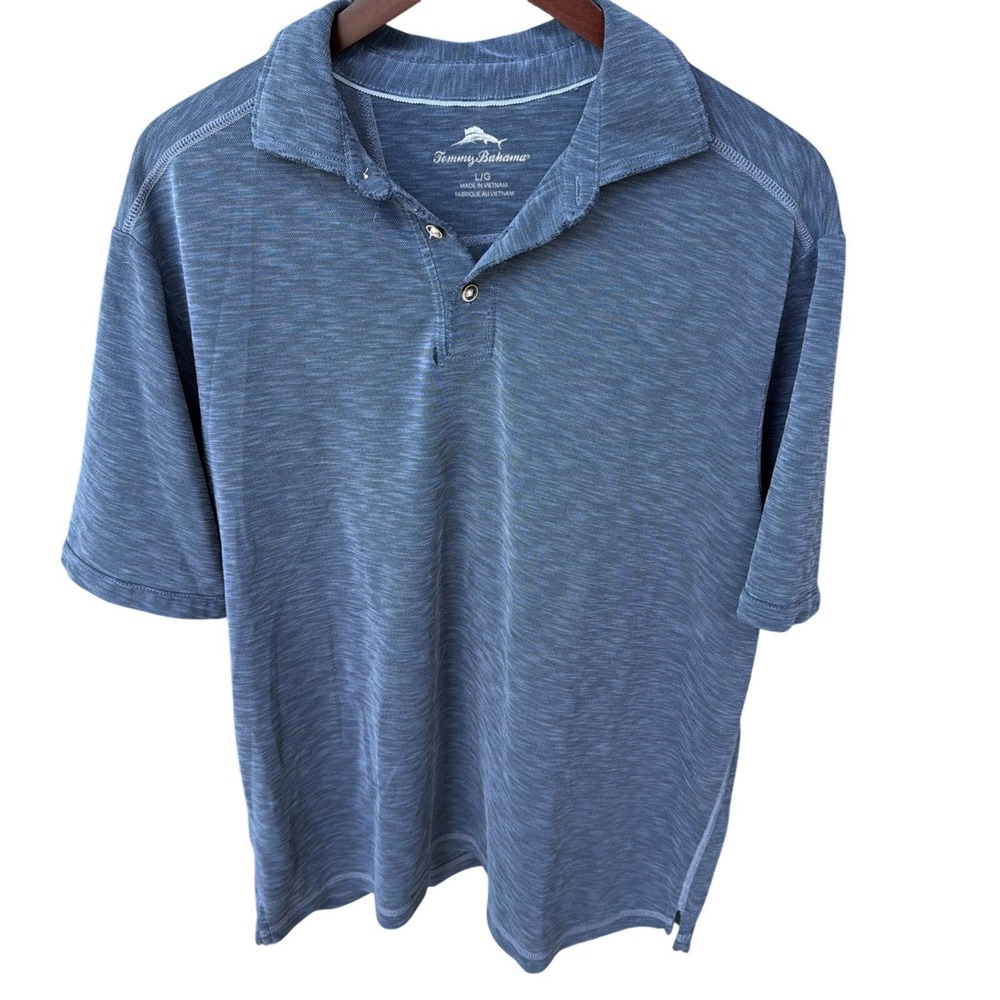 Tommy Bahama Short Sleeve Classic Pullover Polo Shirt Blue Size Large Vacation